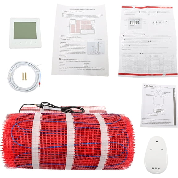 labwork 100 Sqft Floor Heating Pad 120 Volts 1200 Watts for Use Under Tile Slate and Laminate Flooring