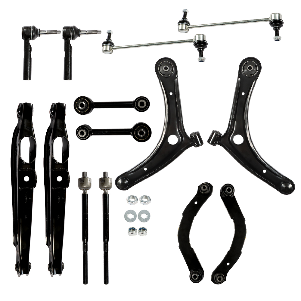 MaXpeedingrods 14-Piece Front & Rear Suspension Kit For Jeep Compass, Patriot, Dodge Caliber – Control Arms, Tie Rods, Sway Bars
