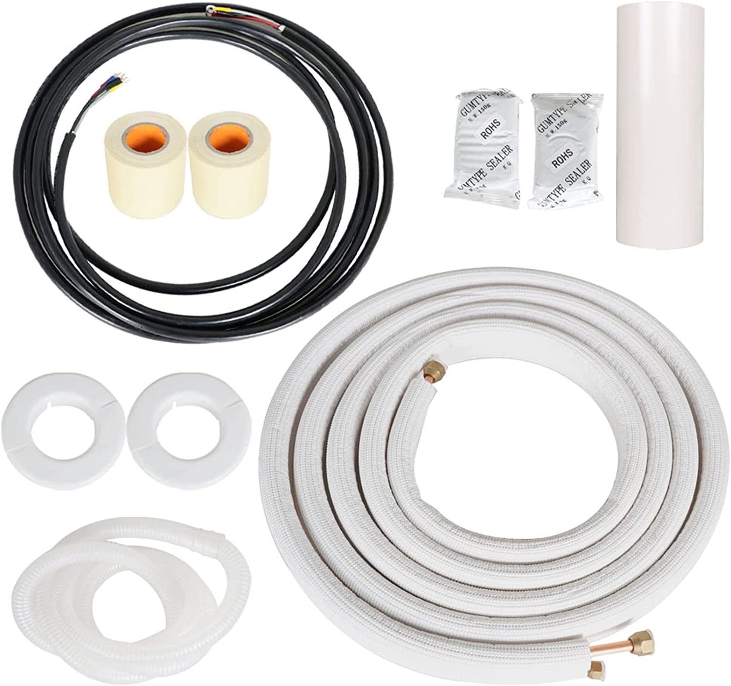 labwork 16FT Air Conditioning Copper Tubing Pipe Extension 1/4 Inch and 3/8 Inch Twin Copper Pipes Insulated Copper Pipes Fit for Mini Split Air Conditioner