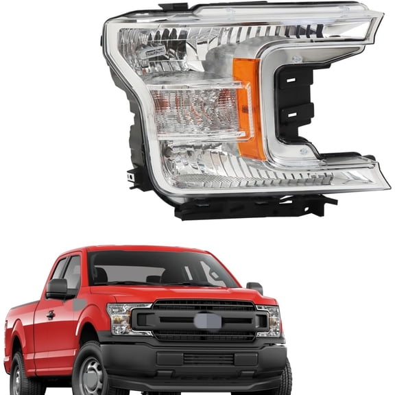 labwork 1PC Headlight Assembly Chrome Housing Replacement for F150 2018-2020 Halogen Passenger Side RH KL3Z13008C