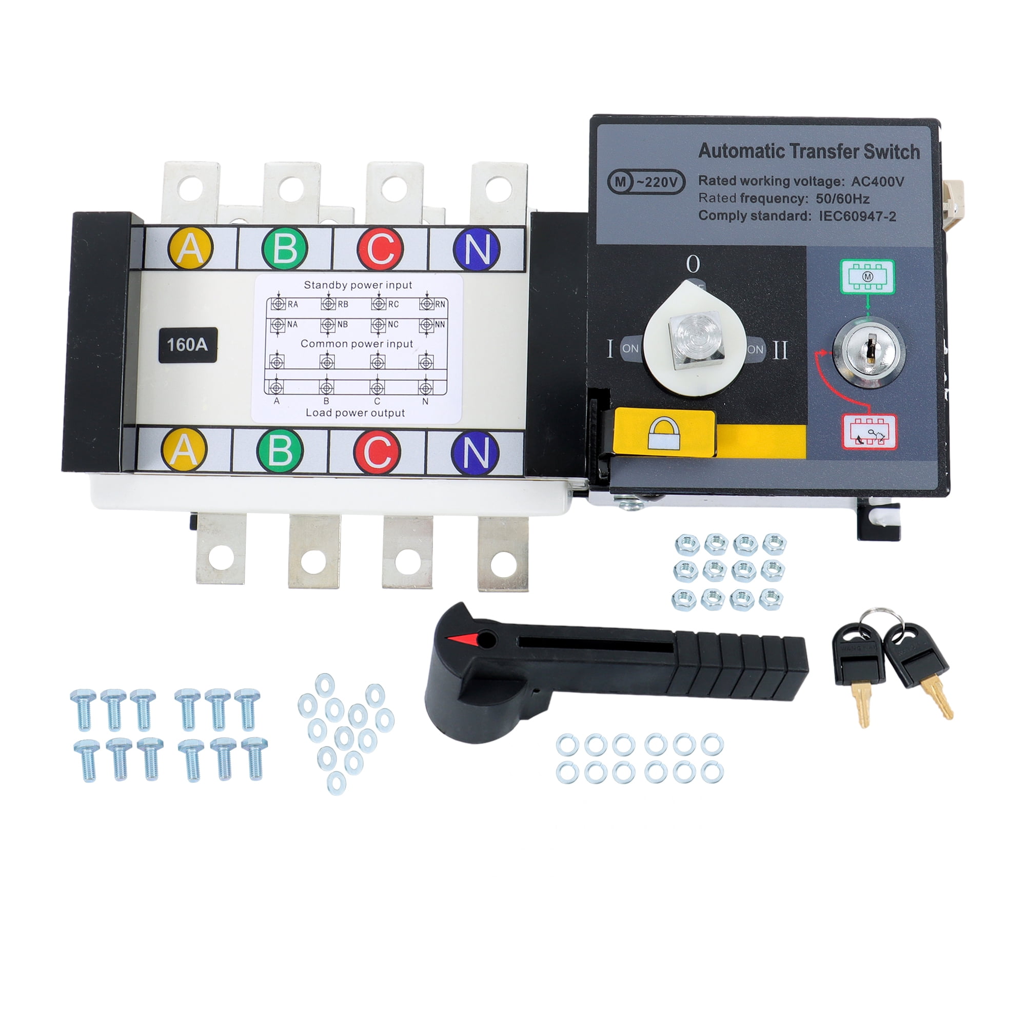 labwork 1Pack ATS Automatic Transfer Switch 160A 4 Poles Grid to AC Generator 110V 220V