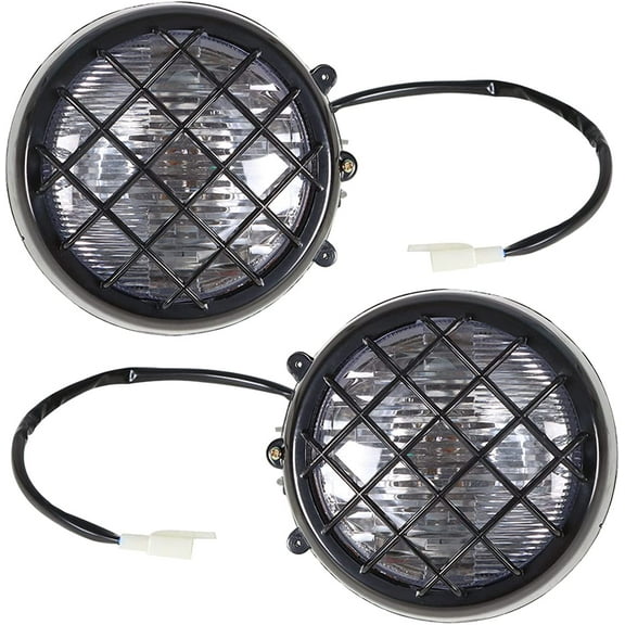 labwork 2 Pcs Banshee Headlights Assembly Lens Bulbs Grille Style Head Lights Replacement for Yamaha Banshee Headlights Warrior Wolverine Big Bear Kodiak YFZ YFM