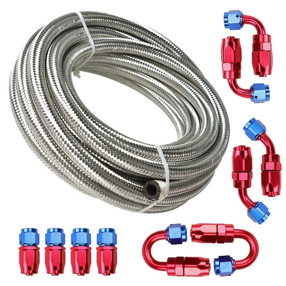 labwork 20FT 10AN Fuel Line Kit, Stainless Steel Braided Fuel Hose Line w/ 10pcs Swivel Hose End Fitting Kit
