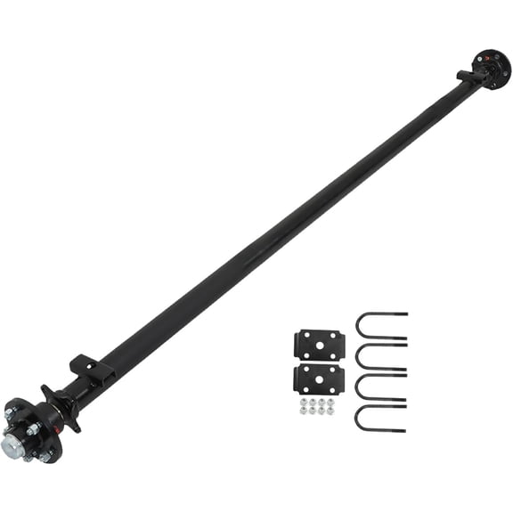 labwork 3500 lbs Trailer Axle 5-Hole-4.5 89 Hub Face 74, Straight Steel Axle Tube, Powder Coated with U-Bolt Kit Included