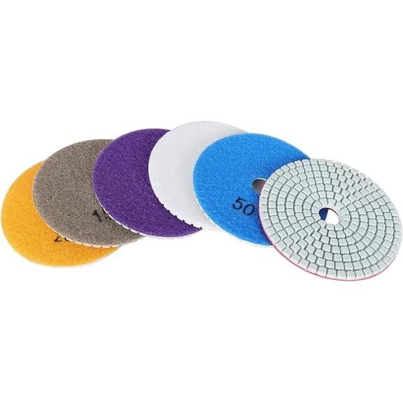 labwork 4 Inch Diamond Polishing Pads with 1Pcs 4 Inch Backer Pad, 7Pcs 50-1500 Grit Polishing Pad Kit Fit for Drill, Grinder, Polisher