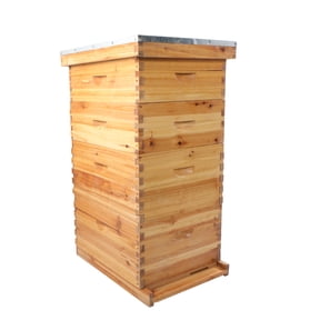 labwork 4 Layer Beehive Box 10 Frame Beeswax Coated Wooden Bee Hive Starter Kit