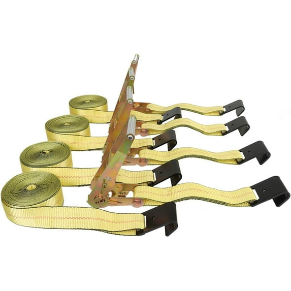 labwork 4 PCS 2 Inches x 27 Feet Yellow Flat Hook Ratchet Straps Tie Down Straps Heavy Duty 3333 lbs Working Load Limit