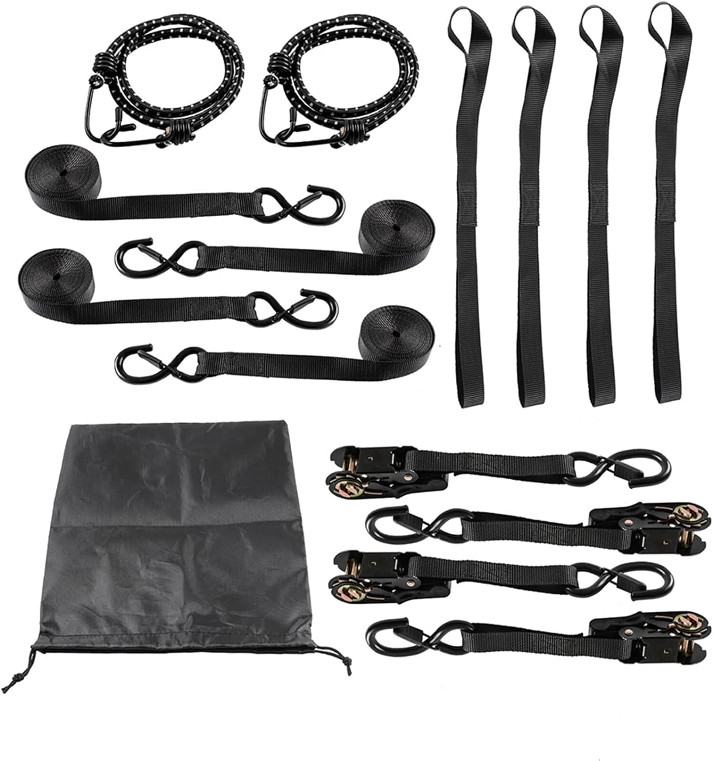 labwork 4 PCS Ratchet Straps Heavy Duty Ratchet Tie Down Straps with Safety Lock S Hooks Cargo Straps for Moving Appliances Motorcycle Soft Loop Tie Down Straps 15 FT 2200 lbs Break Strength