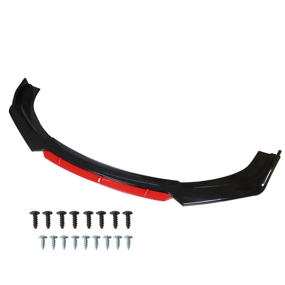 labwork 4 Pieces Universal Car Front Bumper Lip Spoiler Splitter Body Kit Bright Black Red Tongue