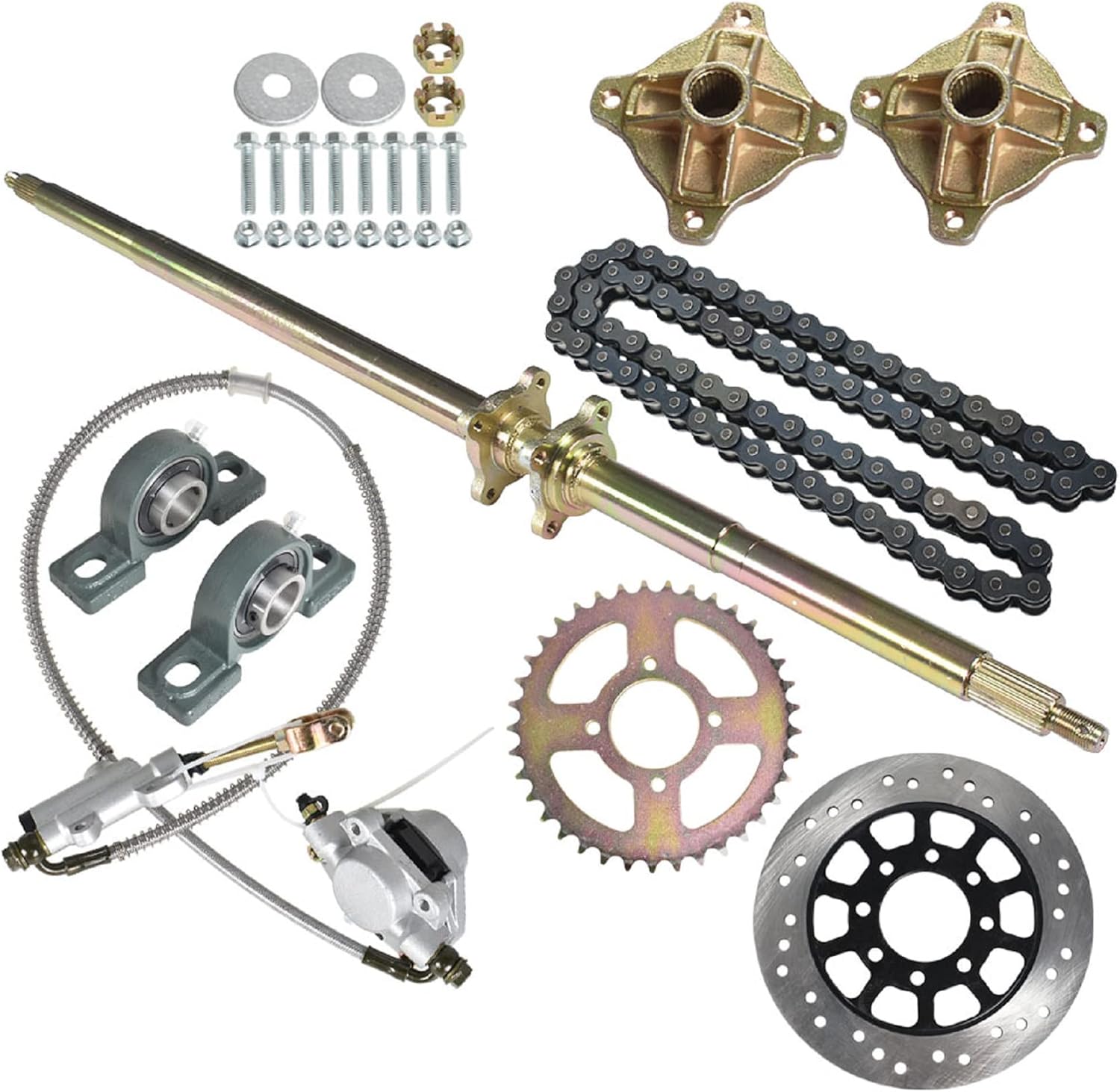 labwork 44 Inch Live Rear Axle Kit Chain Sprocket Brake Disc Pillow ...