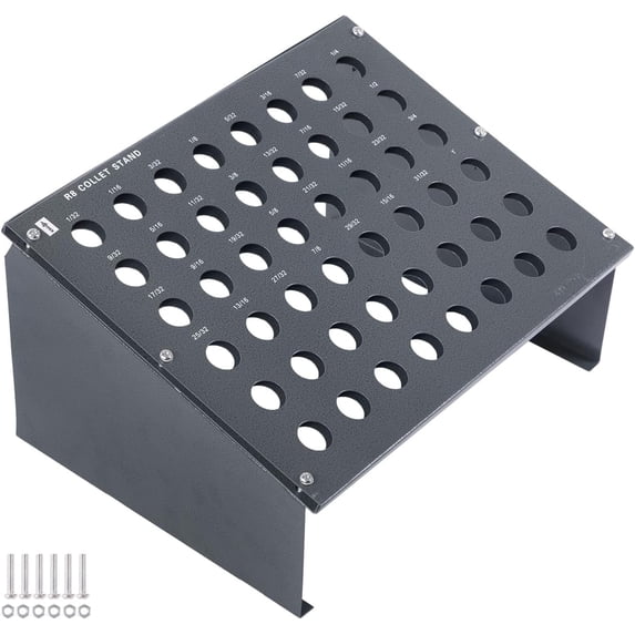 labwork 48-Slot R8 Collet Rack Holds 48 R8 Collets, Arbors, End Mill Adapters