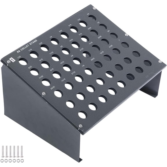 labwork 48-Slot R8 Collet Rack Holds 48 R8 Collets, Arbors, End Mill Adapters