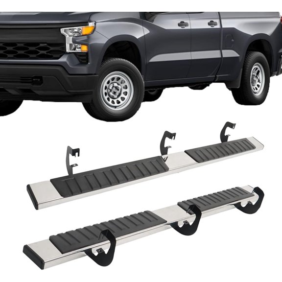 labwork 6 Inch Running Boards Side Steps Stainless Steel Replacement for 2019-2022 Silverado Sierra 1500 Double Cab Replacement for 2020-2022 Silverado Sierra 2500HD 3500HD Double Cab