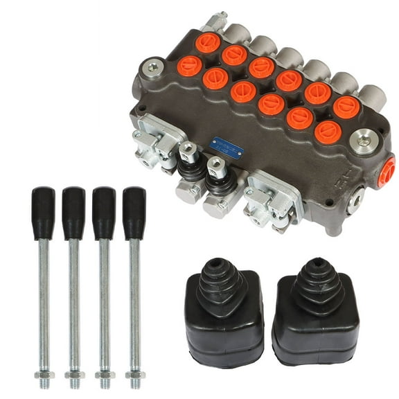 labwork 6 Spool 21 GPM Hydraulic Backhoe Directional Control Valve W/Joysticks SAE Ports