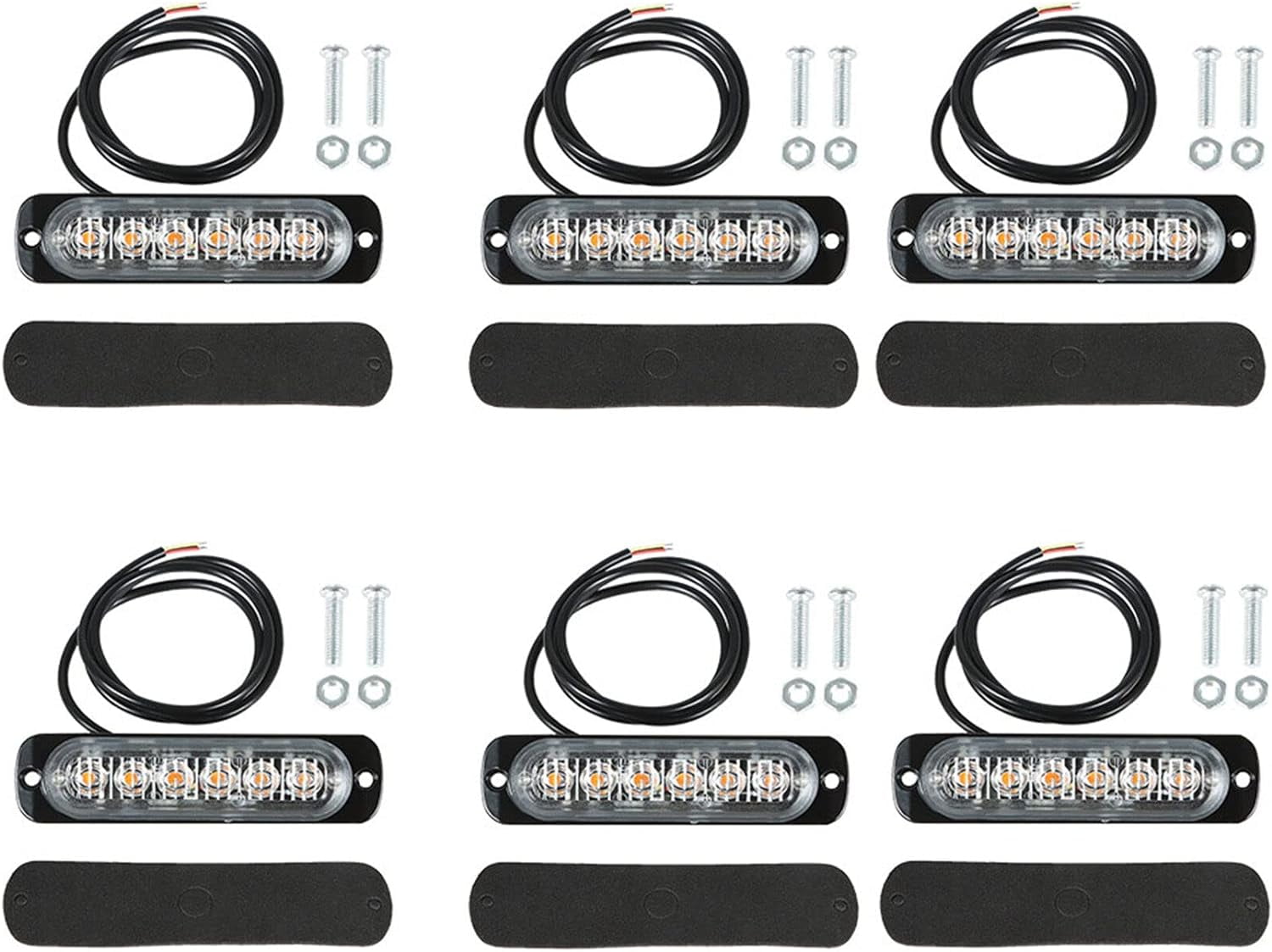 labwork 6PCS Amber Emergency Strobe Lights, Warning Emergency Flashing