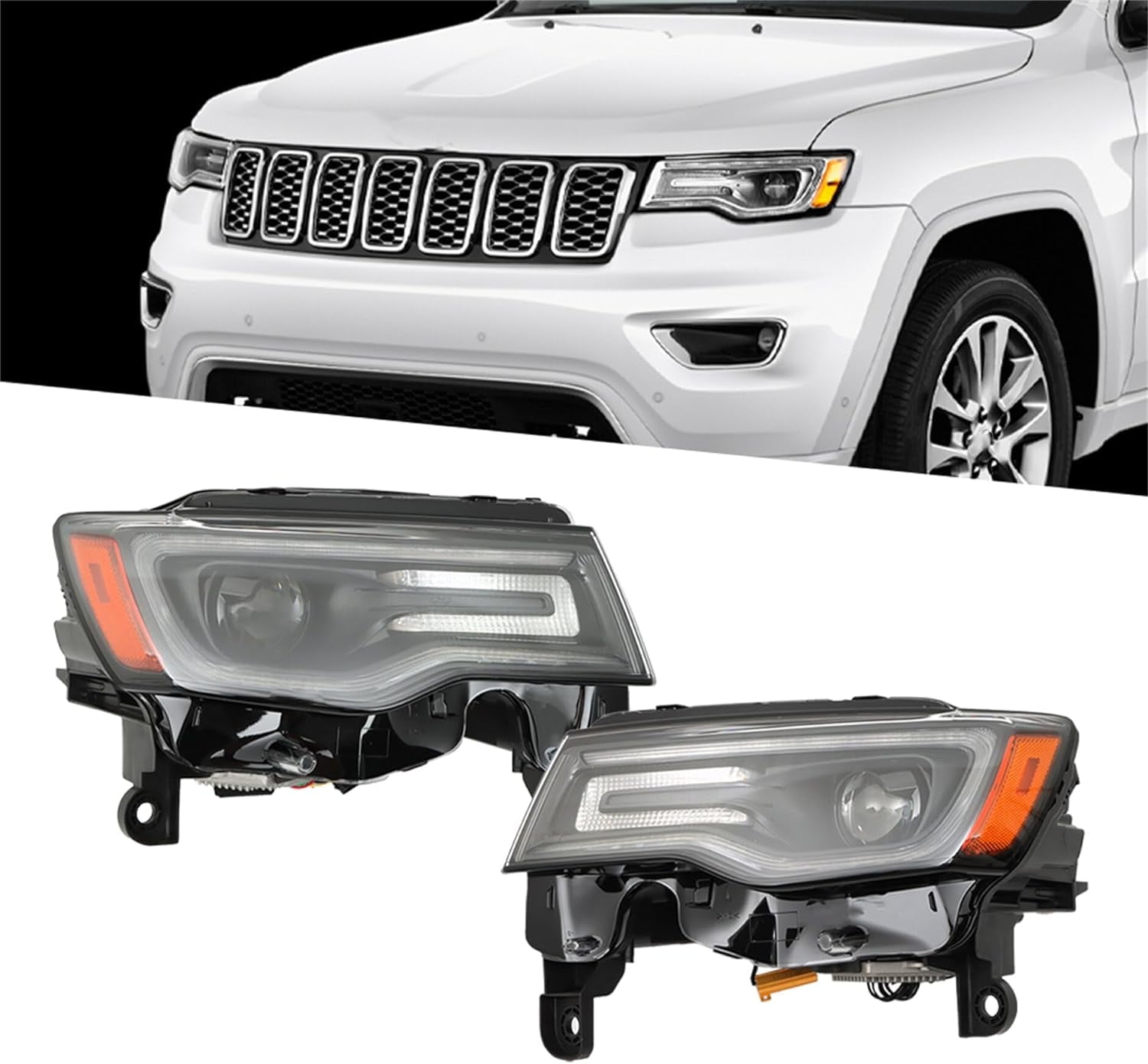 OEMASSIVE Halogen Projector Headlight For 2014-2016 Jeep Grand Cherokee - Chrome Left Driver Side