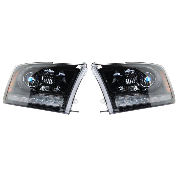 labwork Black Headlight For 2009-2017 2018 Dodge Ram 1500-3500 w/DRL Headlamp Projector