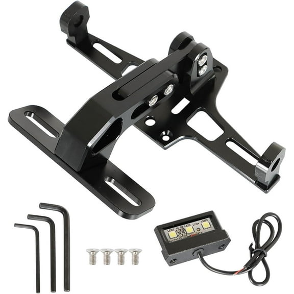 labwork Black Motorcycle Tail Tidy License Plate Holder Bracket with Tail Light Replacement for Universal Motorcycle