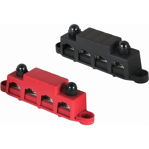 labwork Busbar Bus Bar Power Distribution Block with Cover UL 94 HB 12V 250A 4 Posts 3/8 Red Black Pair