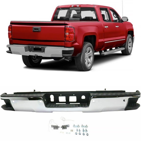 labwork Chrome Rear Bumper Assembly For 2014-2018 Chevy Silverado Sierra 1500 w/Park