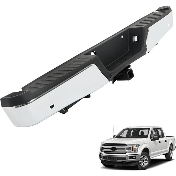 labwork Chrome Rear Bumper Assembly Replacement for 2015-2019 F150 Pickup 4-Door with Heavy Duty Tow and Sensor Hole FO1103189 FO1102381 FO1106375