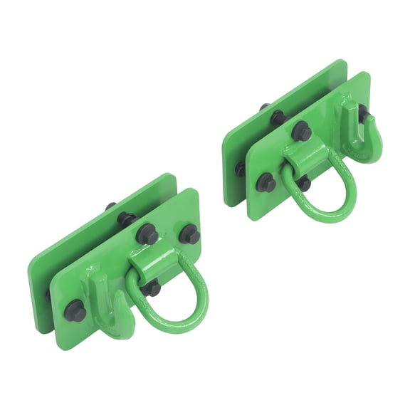 labwork DarkGreen Tractor Bucket Hooks with Tie Down Ring Grade 70 Forged Steel Bolt on Grab Hook 2 Pack Tow Hook Mount with Backer Plate Replacement for Tractor Bucket RV Truck Max 15000 lbs