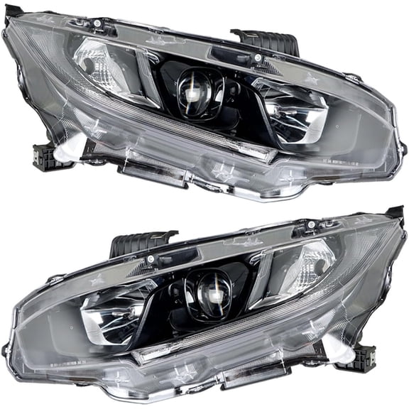 labwork Headlights Replacement for 2016-2021 CIVIC Black Housing Projector Halogen Headlight Headlamp Assembly Left and Right Side