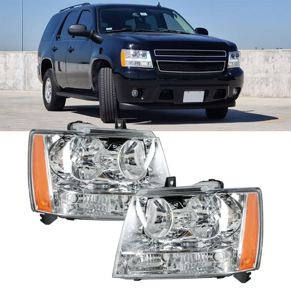 labwork For Chevy Avalanche/Suburban/Tahoe 2007-2013 14 Chrome Headlights Headlamp Pair