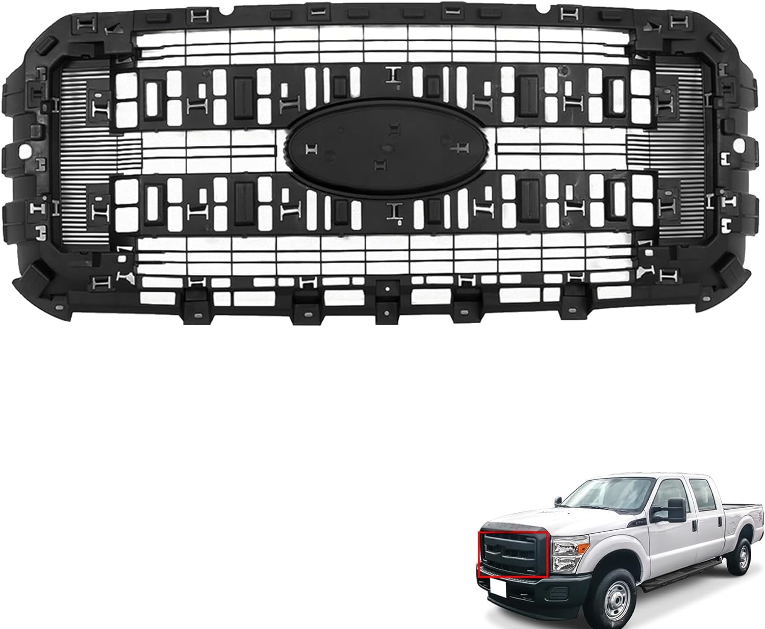 Front Upper Grille Bracket – For 2011-2016 Ford F250 F350 F450 Super Duty – Black Plastic