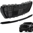 thumbnail image 1 of labwork Glossy Black Front Honeycomb Grille and Hood Molding Trim Replacement for 2021 2022 2023 Yukon Yukon XL 84835783, 1 of 7