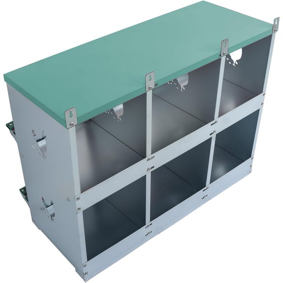 labwork Green 6 Compartment Chicken Nesting Boxes Large Vented Holes Easy Egg Collection Metal Poultry Nest Box for Chickens Hens Ducks