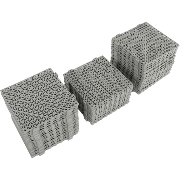 labwork Grey PVC Interlocking Floor Tiles, Wet and Dry Separation Plastic Drainage Bricks, 12 * 12Inch Interlocking Drainage Floor Bricks, 55PCS