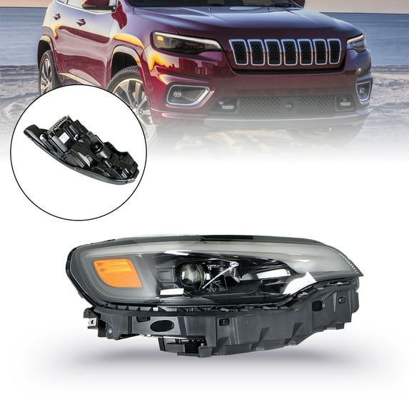 labwork Headlight Assembly Headlamp Projector Passenger Side Black Hosing Replacement for 2019-2022 Cherokee