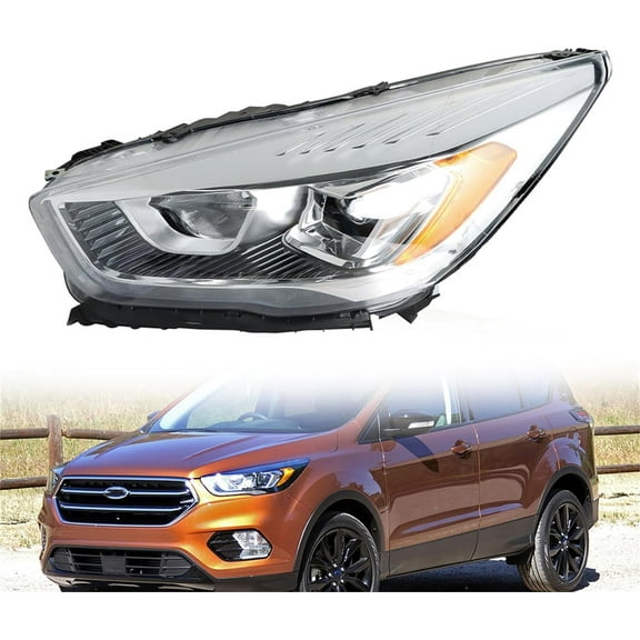 labwork Headlight Assembly Replacement for 2017-2019 Ford Escape with LED DRL Chrome Halogen Left Driver FO2502351