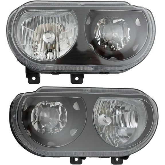 labwork Headlights Assembly Replacement for Dodge Challenger 2008-2014 Black Housing Reflector Headlamp Driver and Passenger Side 5028779AB, 5028778AB
