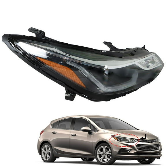 labwork LED Headlight Assembly Headlamp Projector with DRL Passenger Side Replacement for 2016-2019 Cruze