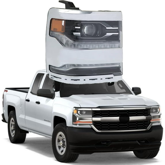 labwork LED Headlights Front Head Lamps Replacement for 2016 2017 2018 Silverado PU 1500 Chrome Bezel Headlight Assembly Right Side