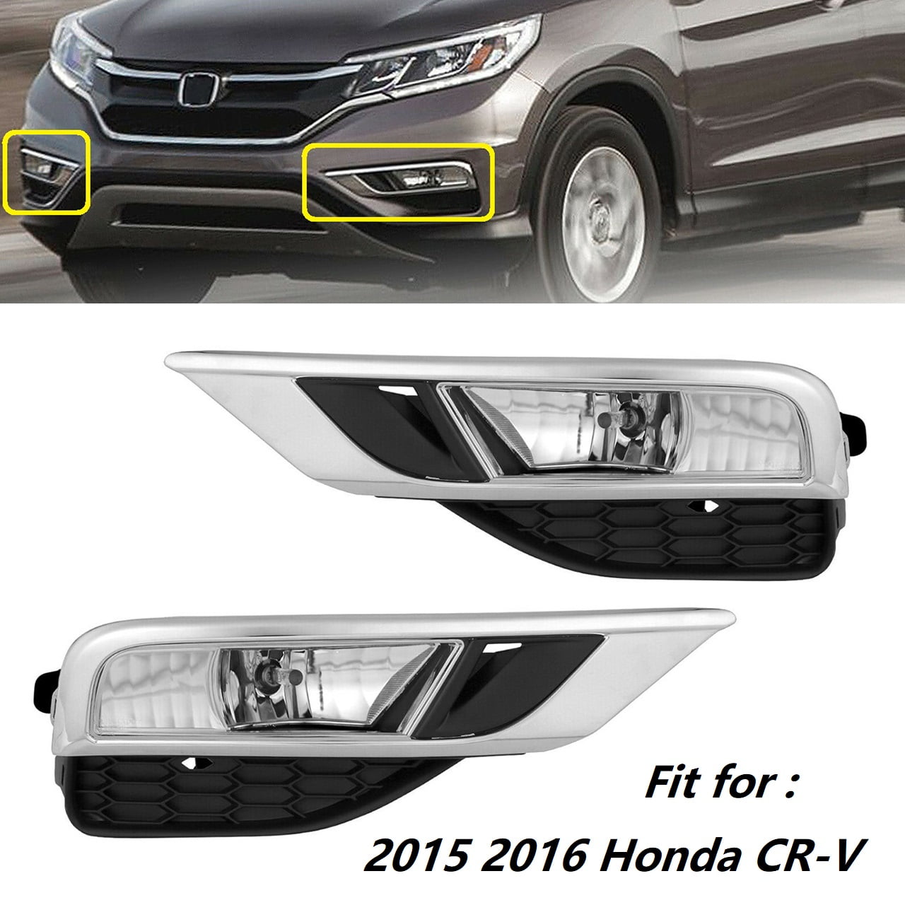 labwork Pair of Fog Light Lamp Assembly HO2593140C HO2592140C Fit for 2015 2016 Honda CR-V, Front Left & Right