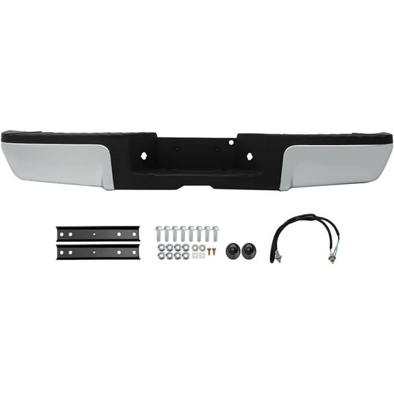 labwork Rear Step Bumper Assembly Chrome Steel Replacement for 2008-2016 F-250 F-350 F-450 Super Duty without Parking Aid Sensor Holes FO1103148