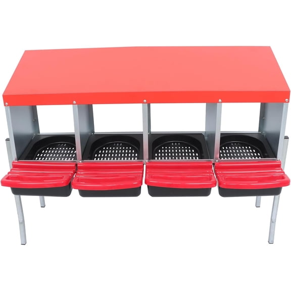 labwork Red 4 Compartment Chicken Nesting Boxes Metal Nest Box with Lid Cover Protect Eggs