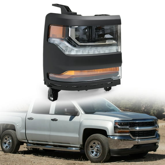 labwork Replacement for 2016-2018 Chevy Silverado 1500 Headlight LED DRL Headlamp HID/Xenon Black Housing Right Passenger Side