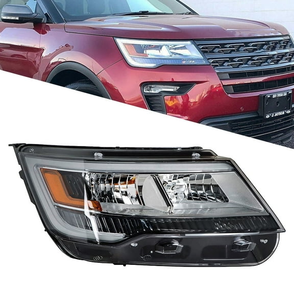 labwork Right Headlight For 2016-2019 Ford Explorer Halogen w/LED DRL Clear Lens