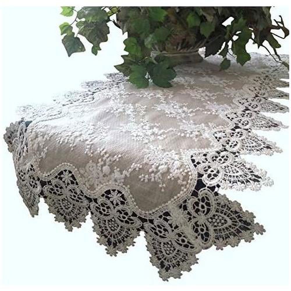 lace dresser scarf table runner doily neutral burlap natural taupe antique ivory victorian 37