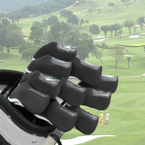 lacooooppia 10Pcs Golf Iron Headcovers Portable Neoprene Club Head Covers for Women Gift black