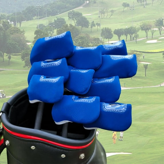 lacooooppia 10Pcs Golf Iron Headcovers Portable Neoprene Club Head Covers for Women Gift blue