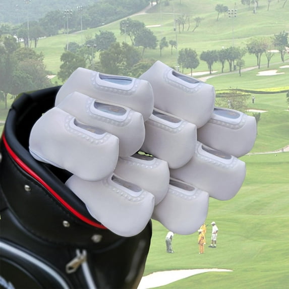 lacooooppia 10Pcs Golf Iron Headcovers Portable Neoprene Club Head Covers for Women Gift white