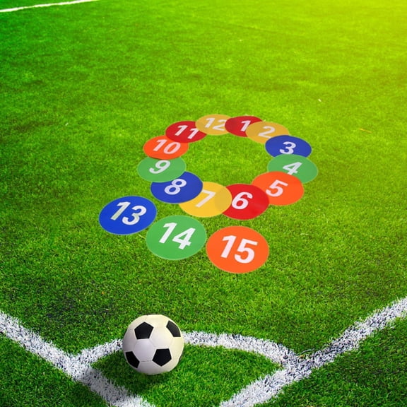 lacooooppia 15 Pieces Numbered Floor Markers Training Mark Pad Footstep Mat Practice Equipment Flat Disc Markers for Exercises Field