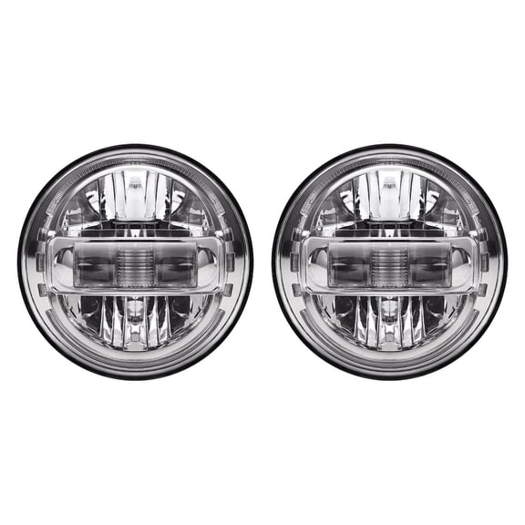 lacooooppia 2 Pieces Car Headlight LED Round Headlight Direct Replaces Accessories Aluminum Housing PC Lens Waterproof Suitable for Night Driving Road Tri Silver
