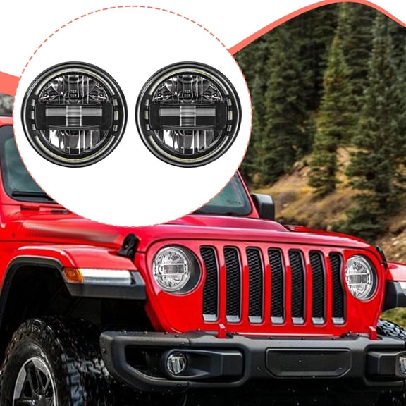 lacooooppia 2 Pieces Car Headlight LED Round Headlight Direct Replaces Accessories Aluminum Housing PC Lens Waterproof Suitable for Night Driving Road Tri Black