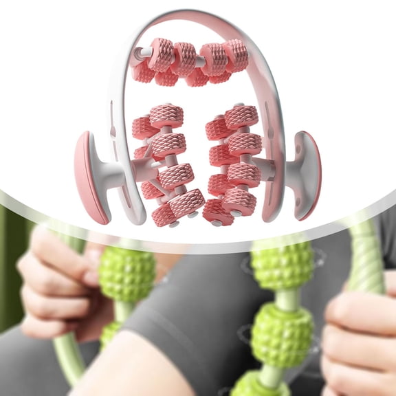 lacooooppia 24 Wheel Muscle Roller Massaging Tool 2 Level Adjustable Versatile Circle Circular Leg Clamp for Traveling Bodybuilding Body Pink